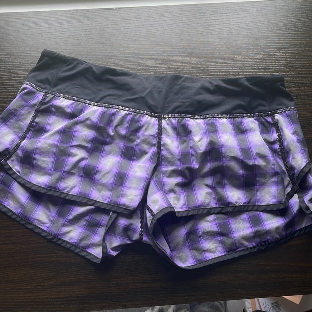 lululemon athletica Purple Plaid Athletic Shorts